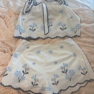 Floral Embroidered White Set